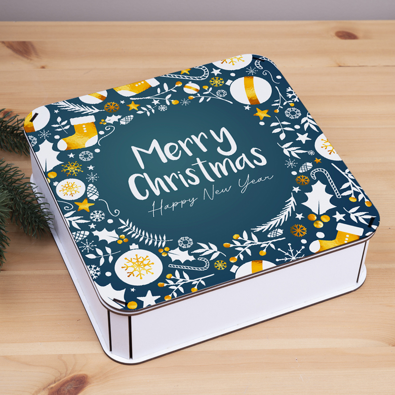 Коробка квадратна 24 см «Merry Christmas» новогодняя